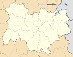 Mapa konturowa regionu Owernia-Rodan-Alpy, blisko centrum po lewej na dole znajduje się punkt z opisem „Vals-près-le-Puy”