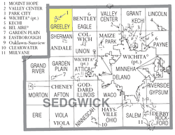 Location of Greeley Township in Sedgwick County