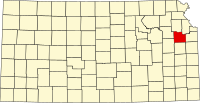 Map of Kansas highlighting Douglas County