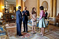 With the The Duke of Cambridge (now Prince of Wales) at Buckingham Palace alongside President Barack Obama and First Lady Michelle Obama of the United States (24 May 2011)