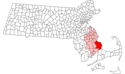 Location in Plymouth County in Massachusetts