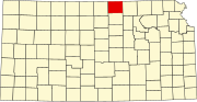 Map of Kansas highlighting Republic County