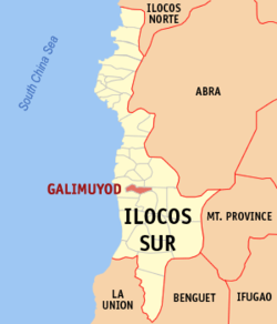 Map of Ilocos Sur with Galimuyod highlighted