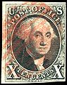 Premier timbre-poste des États-Unis de 1847 (10 cents)