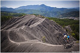 A mountain biking track along the crest of a hill