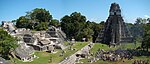 Ruins of stone pyramids and other buildings.