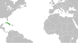 Map indicating locations of Cuba and Palestine