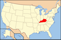 Map of the United States highlighting Kentucky