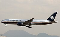 Boeing 777-200ER d'Aeroméxico en approche finale.