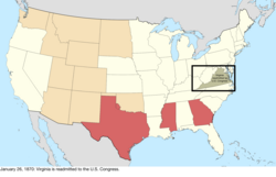 Map of the change to the United States in central North America on January 26, 1870