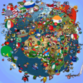 Una rappresentazione della Terra con tutte le countryball.