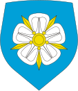 White rose pictured in the coat of arms of Viljandi