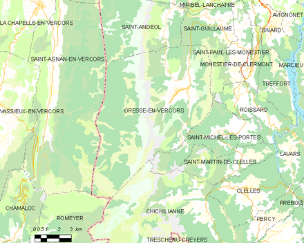 Carte des communes limitrophes