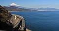 从静冈市清水區远眺富士山和爱鹰山