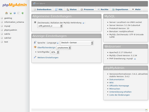 Bildschirmfoto von phpMyAdmin