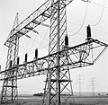 Kabelendmast-Portal vor dem Unterwerk Koblenz, Aufnahme 1950er Jahre