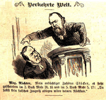 «Bakvendtland» kan brukes spøkefullt om umulige samfunnsforhold. Den tyske karikaturtegningen «Den forkjærte verden» (Verkehrte Welt) fra 1881 viser hvordan hierarkier er snudd opp-ned idet selveste hoffpredikanten får en skjennepreken om sannferdighet.