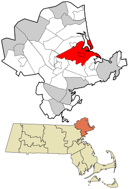 Location in Essex County and the state of Massachusetts.