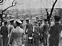 Prince Regent Hirohito visits Yokohama after 1923 Great Kantō earthquake