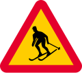 Skiers crossing