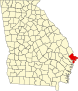 Harta statului Georgia indicând comitatul Chatham