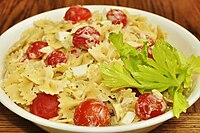 Pasta salad with cherry tomatoes