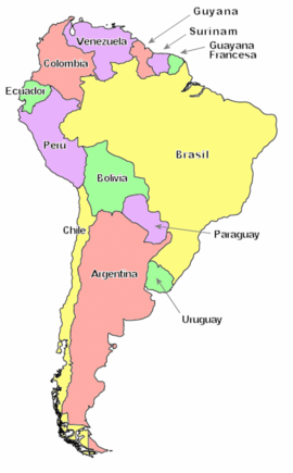 Mapa polític d'Amèrica del Sud