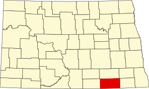 Map of North Dakota highlighting Dickey County