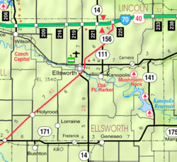 KDOT map of Ellsworth County (legend)