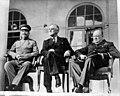 Image 48From left to right, the Soviet General Secretary Joseph Stalin, US President Franklin D. Roosevelt and British Prime Minister Winston Churchill confer in Tehran, 1943 (from Soviet Union)