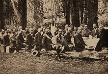 Tie Sing (middle) with the Mather Mountain Party. 1915.