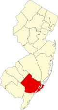 Map of New Jersey highlighting Atlantic County