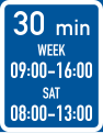 Parking is permitted within the days and hours specified, with a 30-minute limit