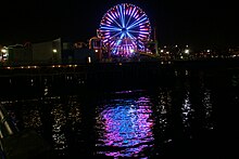 Ferris wheel light show at night, 2009