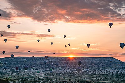 A photo of a sunrise in Cappadocia