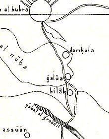 A Medieval map showing the Nile region below Egypt