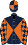 Dark Blue and Orange diabolo, diamonds on sleeves, quartered cap