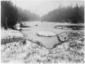 The hydrologic source of the Hudson River is near or at Lake Tear of the Clouds, a small tarn in the Adironacks, photo circa 19th-century