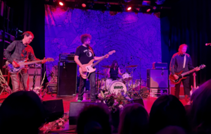 Unwound performing in 2023. From left to right: Scott Seckington, Jared Warren, Sara Lund, Justin Trosper.