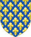 Blason du royaume azur semé de lis d'or.