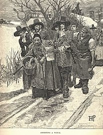 «Арешт відьми», малюнок Томаса Вентворта Гіггінсона, 1883 р.