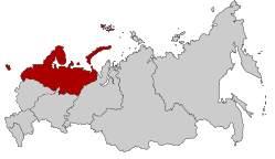 Nordvestlige føderale distrikts beliggenhed i Rusland