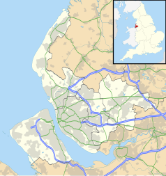 Mapa konturowa Merseyside, w centrum znajduje się punkt z opisem „HMP Altcourse”