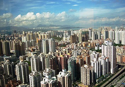Vue de Shenzhen depuis un gratte-ciel.