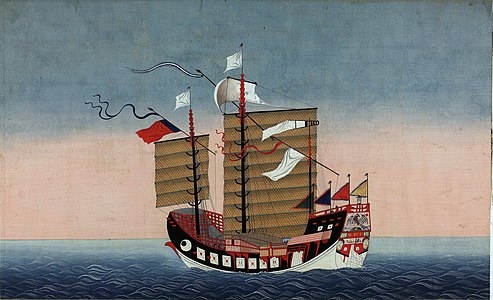 Painting of one of the Chinese ships that visited Nagasaki, attributed to Kawahara Keiga