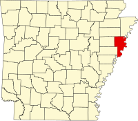 Map of Arkansas highlighting Crittenden County