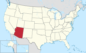 Map of the United States highlighting Arizona