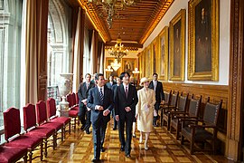 President Enrique Peña Nieto, Prince Akishino and Princess Kiko in the Palacio Nacional, Mexico City, 2014.