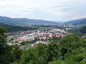 Unteres Mürztal, von der Burg Oberkapfenberg aus gesehen