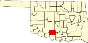 Map of Oklahoma highlighting Stephens County